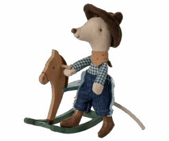 Maileg Cowboy Mouse On Rocking Horse, Little Brother -Maileg 17 5103 00