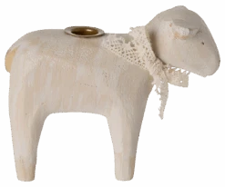 Maileg Wooden Candle Holder - Off White Lamb -Maileg 18 5200 00 png