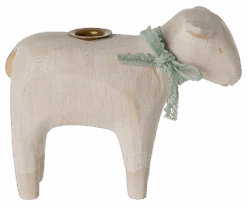 Maileg Wooden Candle Holder - Mint Lamb -Maileg 18 5200 02 png