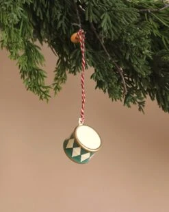 Maileg Metal Ornament, Small Drum - Dark Green