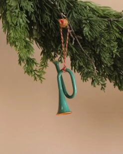 Maileg Metal Ornament, Trumpet - Dark Green