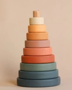 Sabo Concept Wooden Pyramid Stacker - Green & Mustard