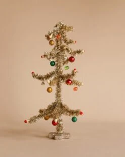 Maileg Christmas Tree - Gold With Red And Green
