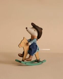 Maileg Cowboy Mouse On Rocking Horse, Little Brother