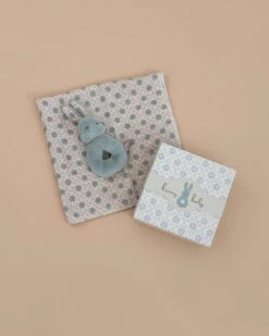 Maileg Bunny Rattle & Burp Cloth Set - Mint