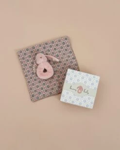 Maileg Bunny Rattle & Burp Cloth Set - Powder