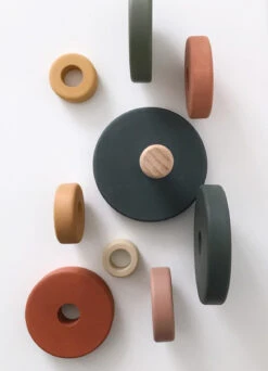 Sabo Concept Wooden Pyramid Stacker - Green & Mustard -Maileg IMG 0389 0686e271 b277 4169 821c 47547beff7bd