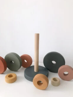 Sabo Concept Wooden Pyramid Stacker - Green & Mustard -Maileg IMG 0391 e76e3d07 9759 43da a023 087c59b77bfb