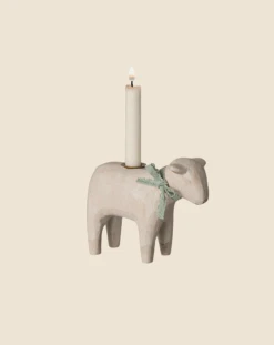 Maileg Wooden Candle Holder - Mint Lamb